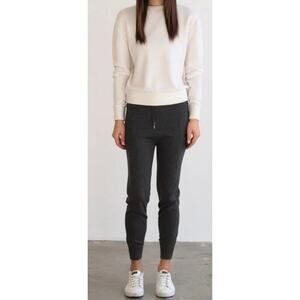 Kathryn McCarron cotton cashmere knit pull on charcoal gray joggers, size small